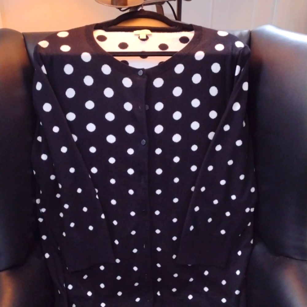 Talbot 's black and white polka dot cardigan is like new. Size 2x very soft!